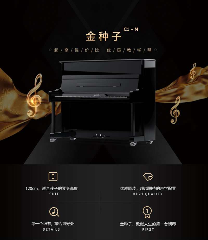 卡罗德钢琴C1-M（静音）款，全新立式标准真钢琴88键
